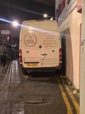 Van parked on double yellows