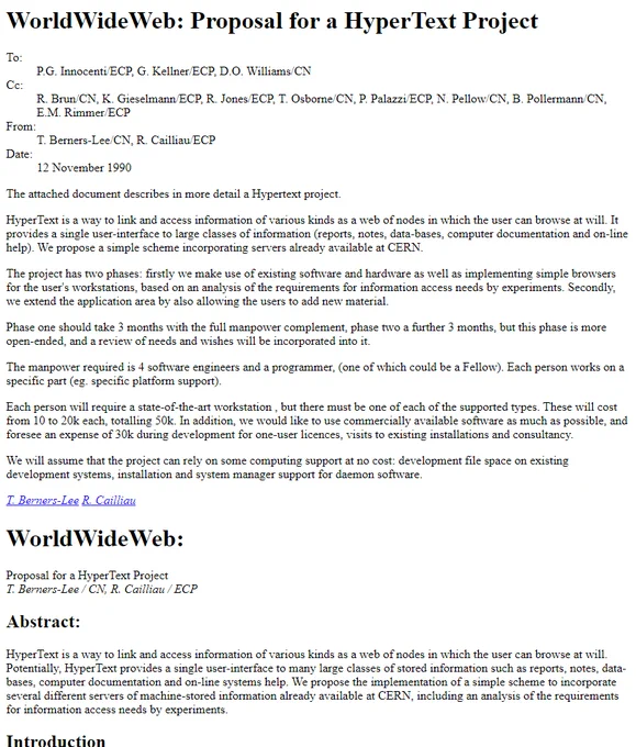 WorldWideWeb: Proposal for a HyperText Project
