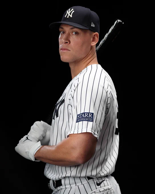 Aaron Judge debuts our home uniform with the Starr Insurance patch. 