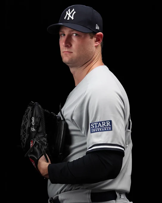 Gerrit Cole debuts our away uniform with the Starr Insurance patch. 