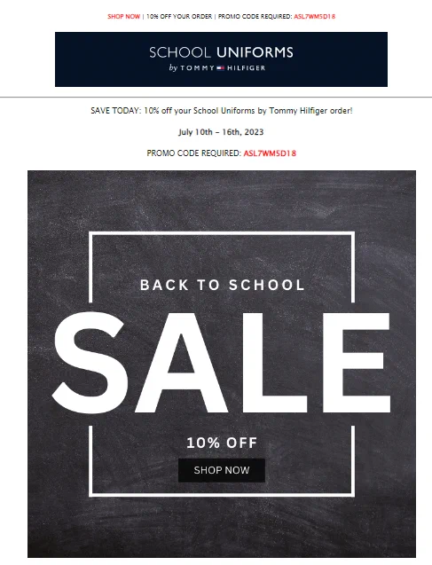 Back to School Uniform Sale