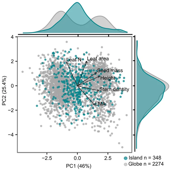 Trait space of the native seed plants of Tenerife fits within the global trait space!