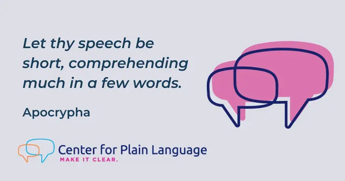 Decorative text that says: Let thy speech be short, comprehending much in a few words. - Apocrypha