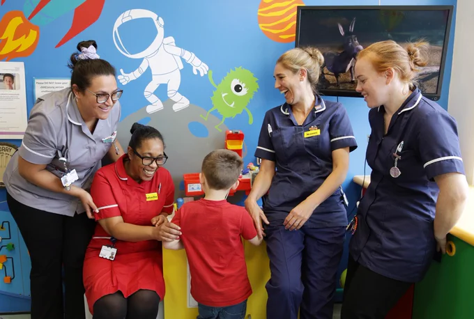 St George's paediatric nurses with patient Jackson
