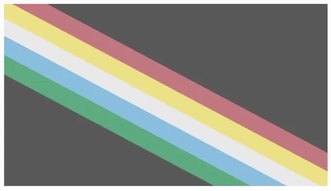 Image shows the Disability Pride Flag. A black rectangle with five diagonal coloured stripes from top left to bottom right. The colour of each stripe  in order top to bottom is red, yellow, white, blue and green.