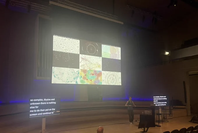 Nadine Bremer talking about data visualisation at camp digital