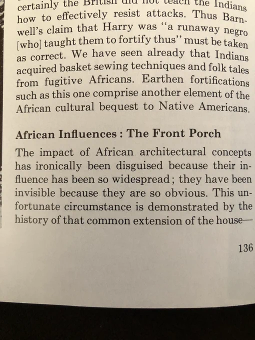 Page on African influences in American architecture from Vlach’s book “The Afro-American Tradition in Decorative Arts.”