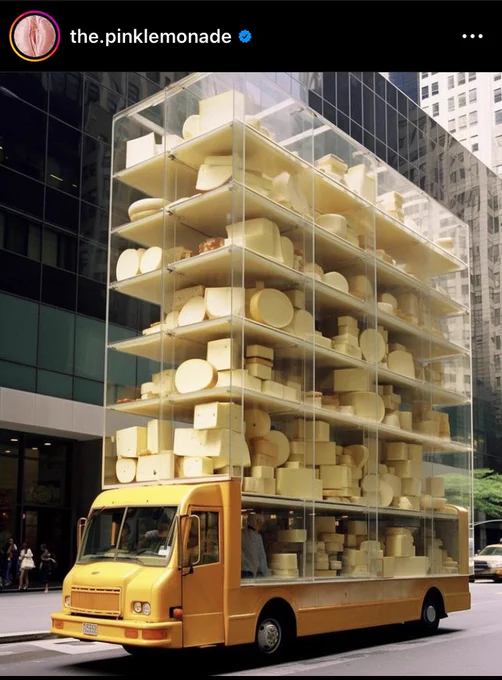 KI Bild von krassen gelben mehrstöckigen Käse Bus in New York