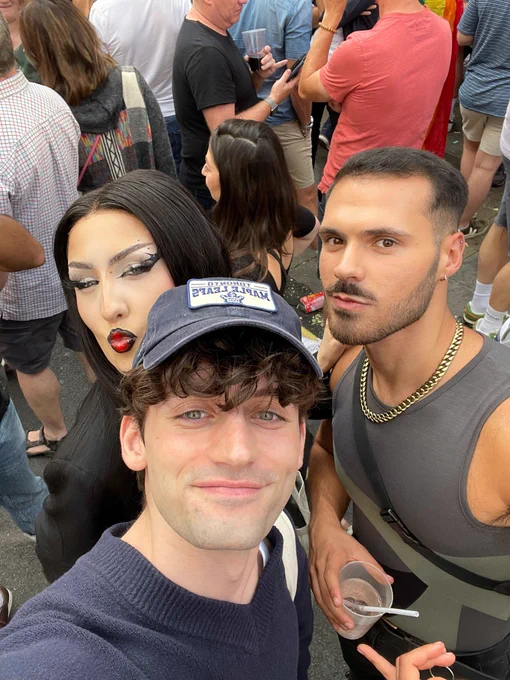 henry is wearing a silly too-warm wool jumper in 23 degree weather and looked rather out of place at Pride