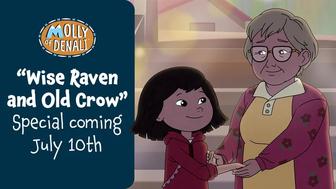"Wise Raven and Old Crow" special coming July 10th! This text sits on top of a dreamlike scene of Molly holding hands with her late Grandma Catherine.