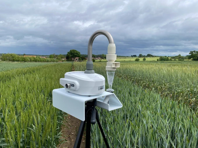 Image of air-seq technology system set up in a large field of wheat trials