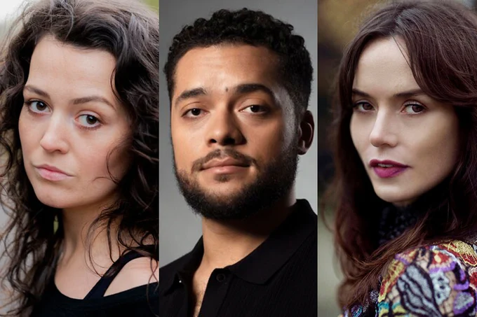 A photo showing three headshots for Macbeth