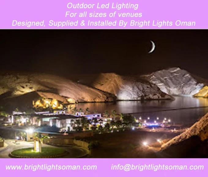 Looking for outdoor Led lights? Then look no further.

Bright Lights offerS a design service for all venues and our professional team will install them to create the best effect you can wish for.

Contact our team for a FREE 20 MINUTE CONSULTATION 
https://www.brightlightsoman.com/contact.htm
