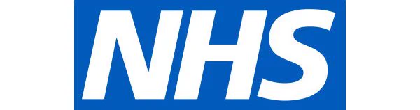 The NHS logo - the letters NHS in white bold font on a dark blue background