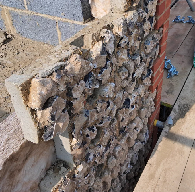 Flint external cladding to the care home building