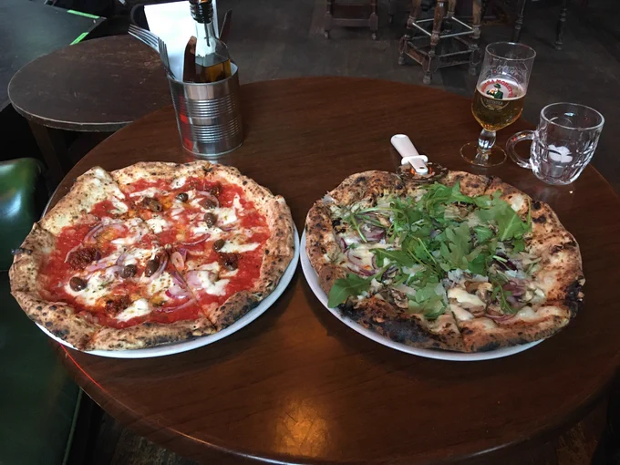 Two pizzas.