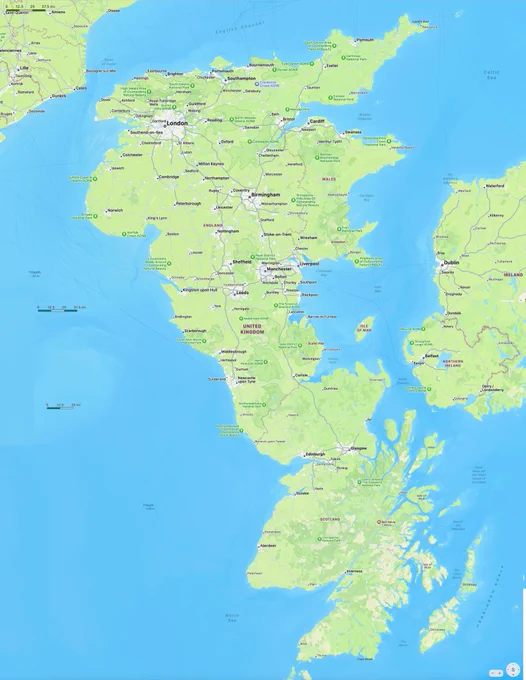 Upside down map of Britain