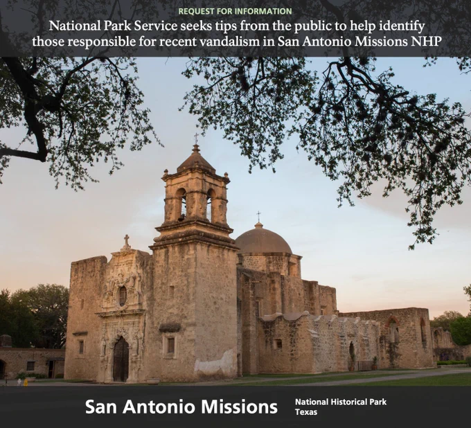 NPS file photo of the historic church at Mission San Jose in San Antonio Missions National Historical Park.