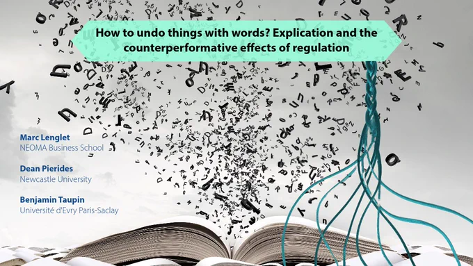 Decorative image with the title of the paper linked in the tweet and a list of its authors. The foreground image shows a thread unravelling and the background image shows an open book with random letters coming out of it and rising upward like smoke