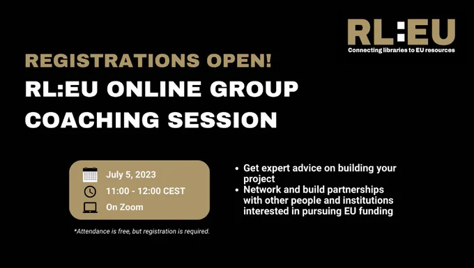 Registrations open: Online group coaching session of Resourcing Libraries: connecting libraries to EU resources (RL:EU) 