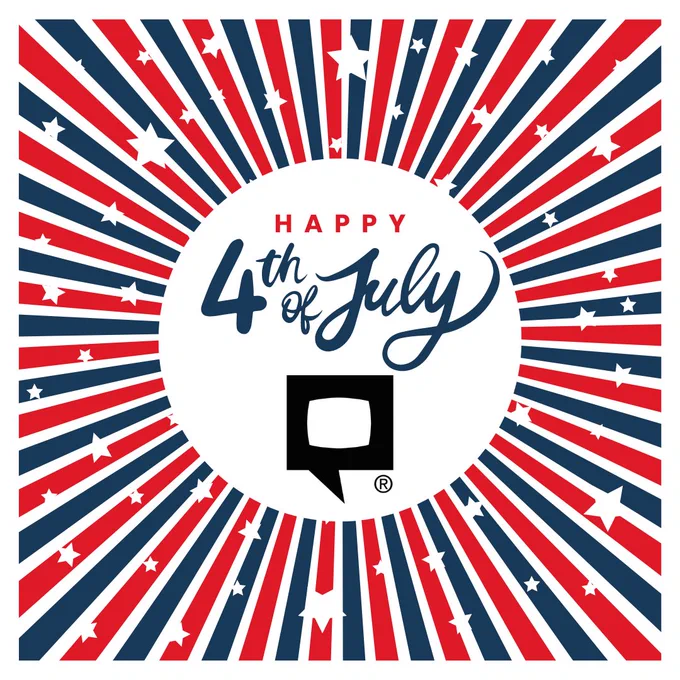 Colorful Red, white, and Blue starburst. Happy 4th of July with NCI logo.