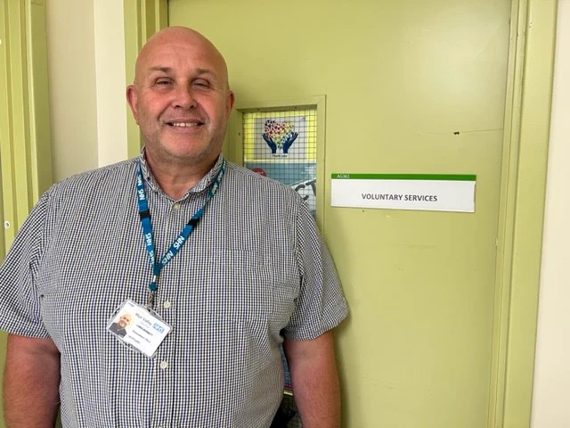 Chris, WVT's Bereavement Officer, is pictured outside the voluntary services office.