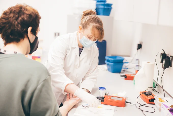 Finger prick blood testing
