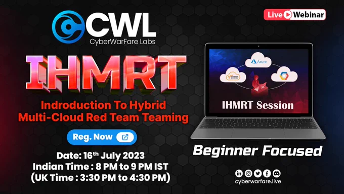 ✅ Gain valuable insights into advanced Red Teaming methodologies in a hybrid multi-cloud environment.
✅ Learn effective techniques for identifying vulnerabilities and strengthening your security posture.
✅ Receive a participation certificate to showcase your dedication to continuous learning in cybersecurity.

👥 Spread the word and invite your colleagues and friends who are passionate about cybersecurity to join this informative session.