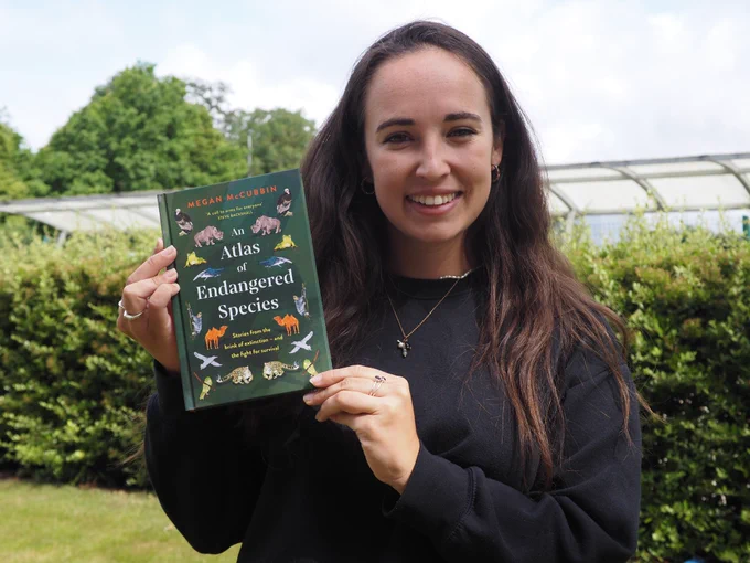 Megan McCubbin with her book 'An Atlas of Endangered Species' at Eastern Colleges Group's West Suffolk College in Bury St Edmunds.