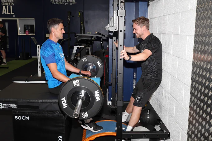 Martin Kelly in the gym during pre-season at Albion.