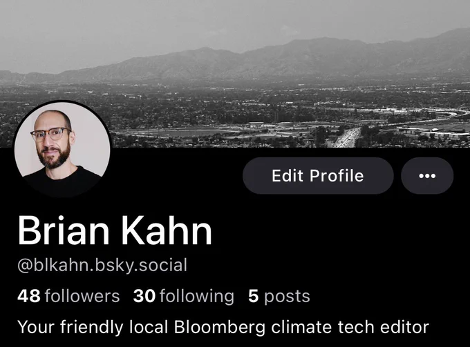 A screenshot of my bluesky profile @blkahn.bsky.social 🥲
