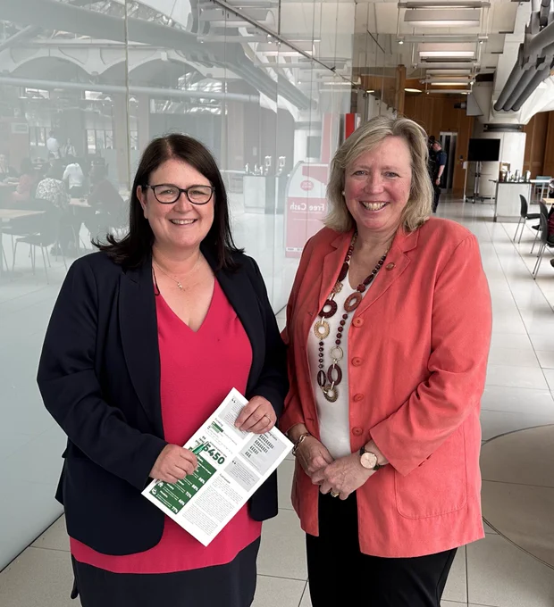 A picture of Rachel Hopkins MP and ASDIC Chief Executive, Tracey Bryant.