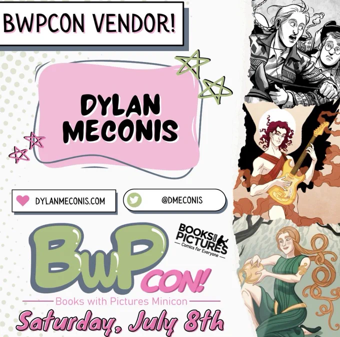 Promotional graphic by Books With Pictures store in Portland Oregon, for the July 8 BwPCon