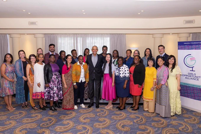 President Obama with leaders from the Girls Opportunity Alliance Network.