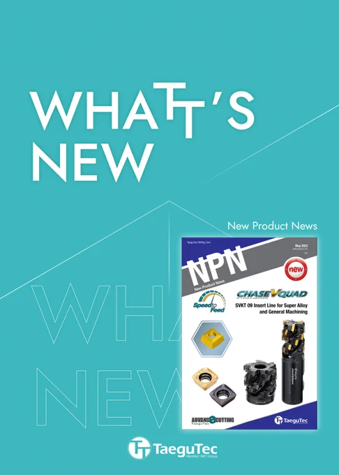 WHAT’S NEW: https://bit.ly/CvQSkvt9
#TaeguTec CHASE-V-QUAD SVKT 09 insert provides higher #productivity in deep depth of cut #milling applications. The innovative design of the #SFeedTec CHASE-V-QUAD extended flute cutter, which eliminates the axial support on the bottom insert, enables efficient chip evacuation, resulting in a wider and smoother flute connection that delivers exceptional #performance in large radial depth of cut (Rd) conditions.

MORE FEATURES:
»For #titanium and high temperature alloys
»Reinforced V-shape insert with self-positioning
»High productivity with fine pitch cutter
»Soft #machining and minimized mismatch
»Multi-coolant supply to the #CuttingEdge
»Good chip evacuation and less vibration

#SFeedTec #superior #ChipControl #strong #CuttingTools #AdvancedMachining #NextGeneration #innovation #StockControl #CostReduction #RightTool #machinist #CuttingMetal #HighPerformance #ToolLife #HighPerformance #EngineeringLife #fabrication #MetalIndustry #GetInspired #Super