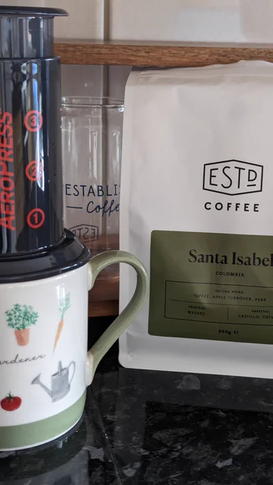 Making coffee using aeropress. Coffee from Established which is in Belfast