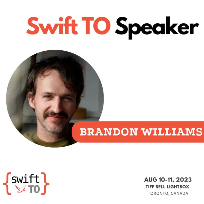 Photo of Brandon Williams - Swift TO Speaker. August 10/11 2023 @ TIFF Bell Lightbox. Toronto, Canada