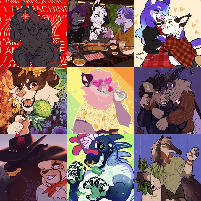 it’s a collage of a variety of 9 artworks by atomicpitou