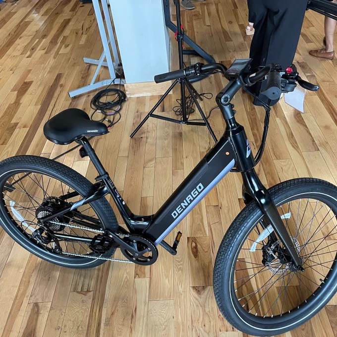 A photo of an e-bike at a bike shop.