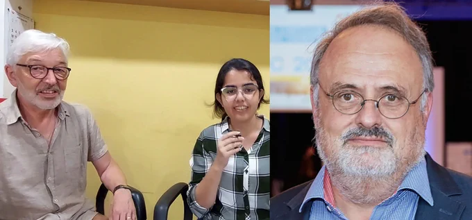 Left: Peter Comba in a vlog session with Garima Bangar about “Should you do a PhD?” at IIT Bombay, India, Oct 2022, Screen from youtu.be/1YPftIyYi28 · Right: Hans-Guenther Schmalz, courtesy himself