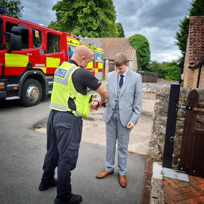 William gets 'arrested' by Sergeant Mark Church 