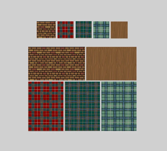 Some example patterns: bricks, wood, plaid… with vibrant colours