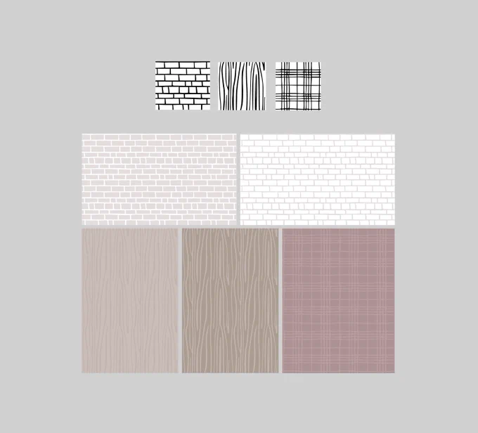 Some example patterns: bricks, wood, plaid… with pastel colours