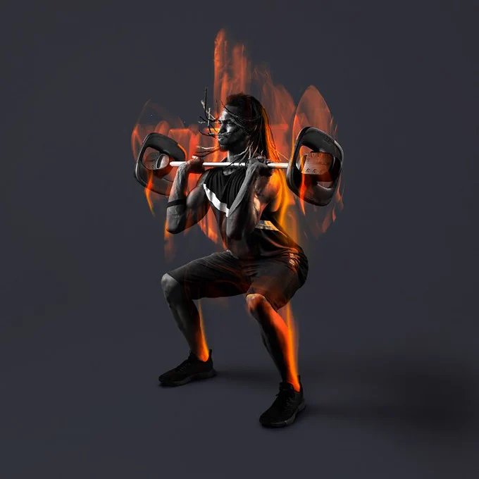 Graphic of man bending and lifting weights
