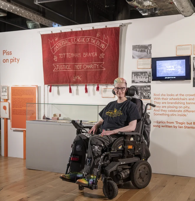 Mx Dennis Queen in Nothing About Us Without Us exhibition at People’s History Museum.