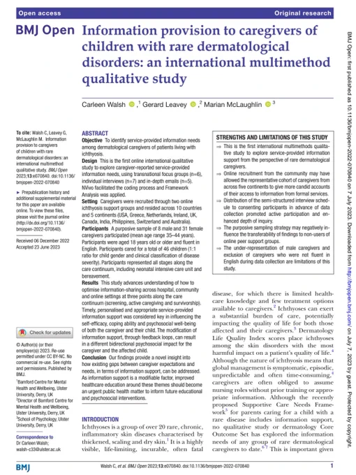 Research made possible by @ISG_Charity @FIRST_Skin, the international expert group & all the caregivers who participated from across 10 countries & 5 continents #ichthyosis. Thank you to all involved.