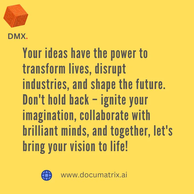 At DMX [Document/Data Management Software], we believe that dreams become reality when passion meets technology. Embrace the power of innovation, and let's build a future together that will change the world! 💥 Happy Weekend 😊 🥳