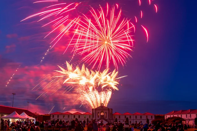 Fireworks light up the sky over Fort Mitchel on Spike Island