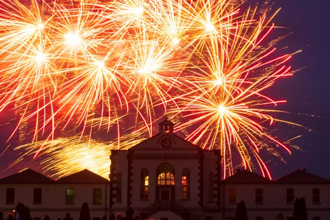 Fireworks light up the sky over Fort Mitchel on Spike Island