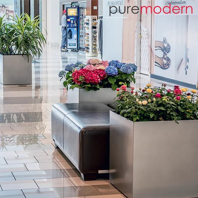 Wonderfully Placed Commercial Planters with Flowers at a Mall | PureModern